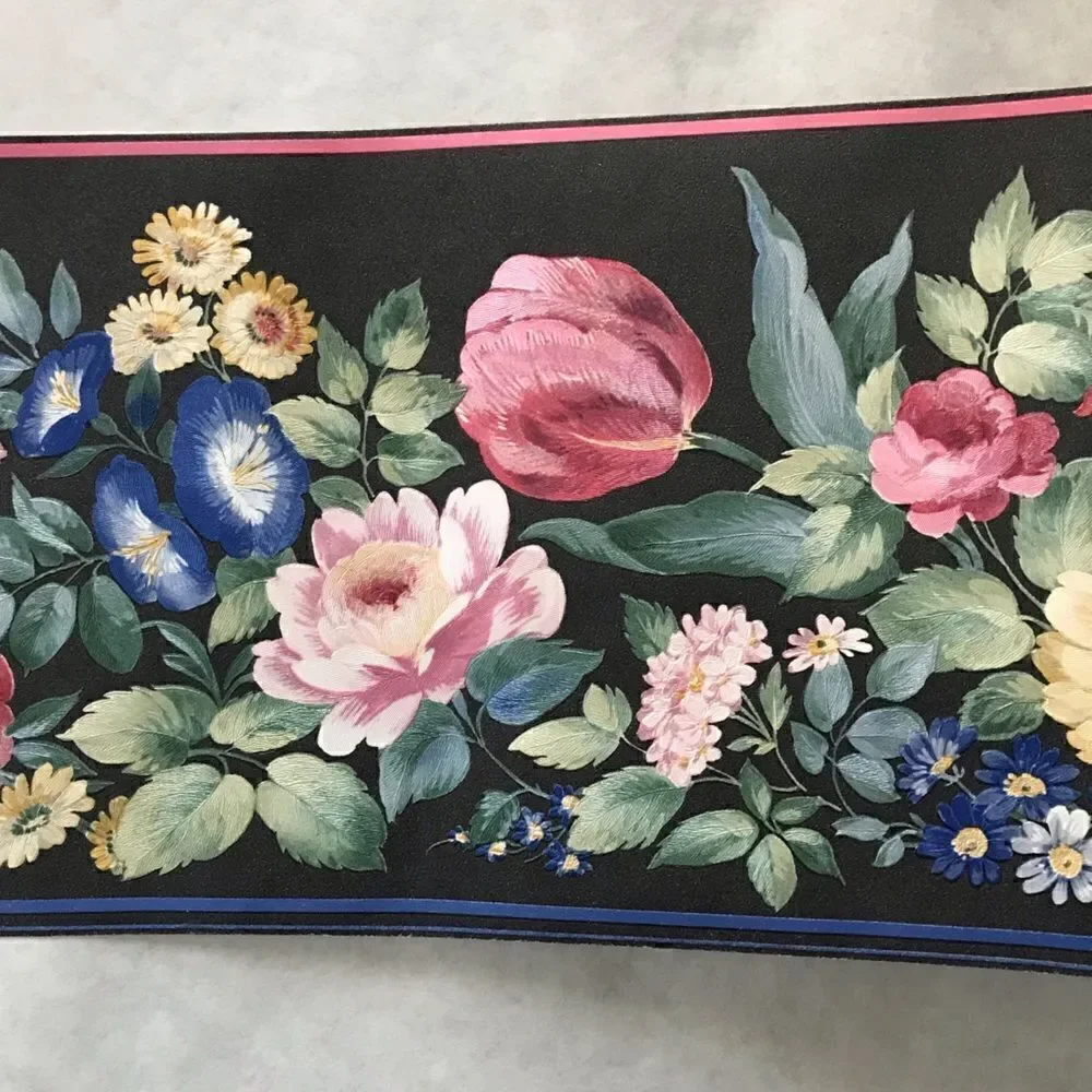 Wall-Tex Multi Color Flower Trim Ready Pasted Vinyl Border Wallpaper 1 Roll